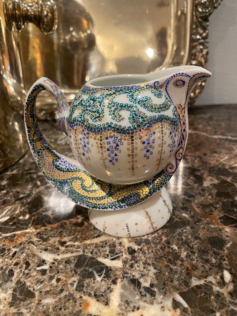 Service Tête-à-Tête Porcelaine Monaco – Modèle Atlantis – Décor Oriental Bleu, Vert et Or -photo-6