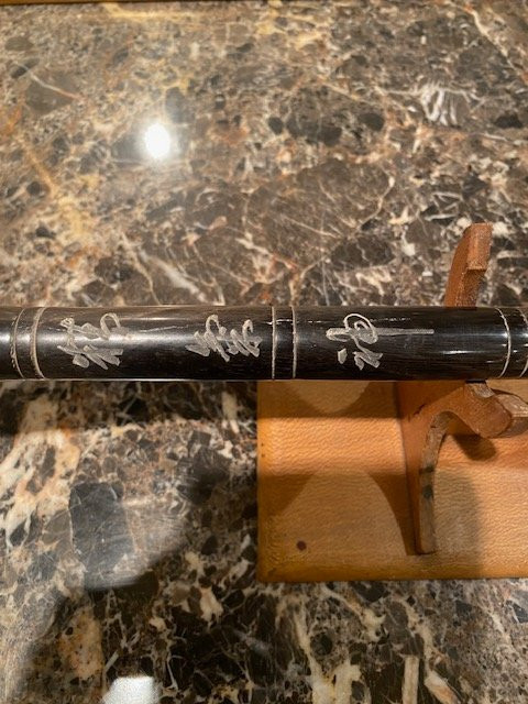 Grand pinceau de lettré chinois XIXᵉ – corne noire et symbole de longévité-photo-3