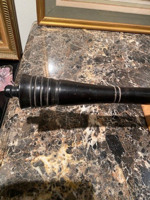 Grand pinceau de lettré chinois XIXᵉ – corne noire et symbole de longévité-photo-4