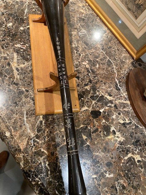 Grand pinceau de lettré chinois XIXᵉ – corne noire et symbole de longévité-photo-8