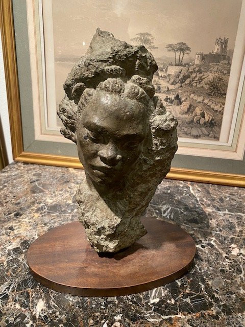 Henri Marie-rose (1922-2010) - Head Of An African Woman, Stone Sculpture-photo-2