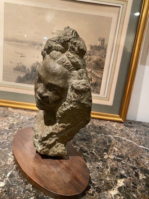 Henri Marie-rose (1922-2010) - Head Of An African Woman, Stone Sculpture-photo-3