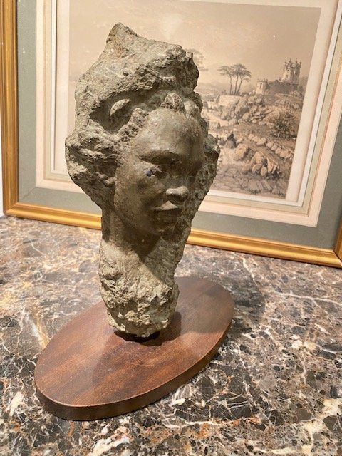 Henri Marie-rose (1922-2010) - Head Of An African Woman, Stone Sculpture-photo-4