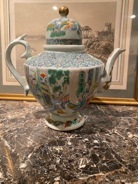 Théière et pot à lait en porcelaine de Chine Famille Verte – Époque Kangxi (1662-1722)-photo-3