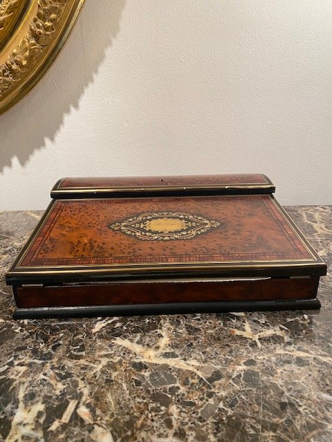Élégant écritoire en marqueterie de bois précieux, d’époque Second Empire, vers 1860, attribué -photo-5