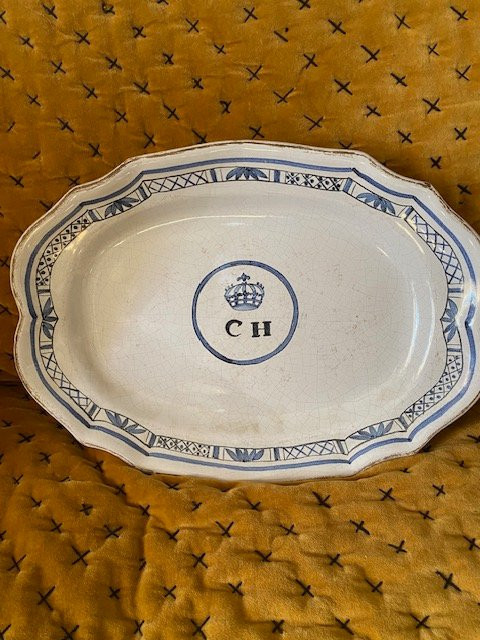 Rouen Earthenware Dish XVIIIᵉ - Trianon Crown With -photo-2