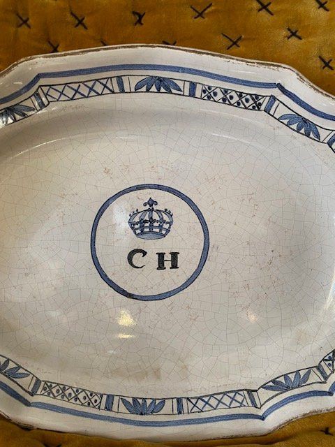 Rouen Earthenware Dish XVIIIᵉ - Trianon Crown With -photo-3