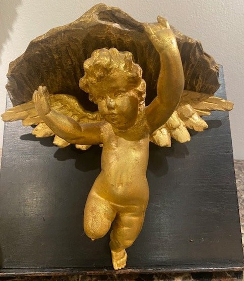 Paire de consoles d’applique italiennes en bois sculpté et doré aux putti – début XIXᵉ siècle-photo-6