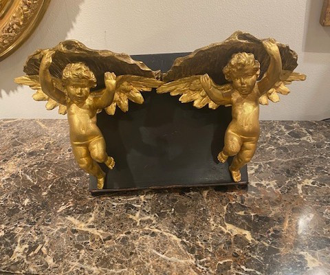 Pair Of Italian Sconce Brackets In Carved And Gilded Wood With Putti - Early XIXᵉ Century