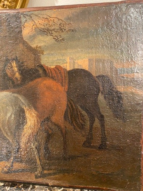 Attributed To Pieter Van Bloemen - Country Scene With Horses And Squires-photo-4