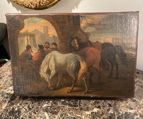 Attributed To Pieter Van Bloemen - Country Scene With Horses And Squires