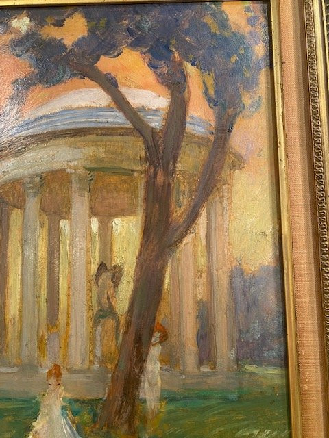 Jean-gabriel Domergue (1889-1962) - Scène De Genre Au Temple De l'Amour, Oil On Card Signed-photo-2