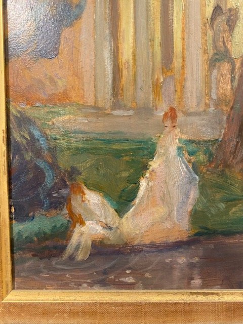 Jean-gabriel Domergue (1889-1962) - Scène De Genre Au Temple De l'Amour, Oil On Card Signed-photo-4