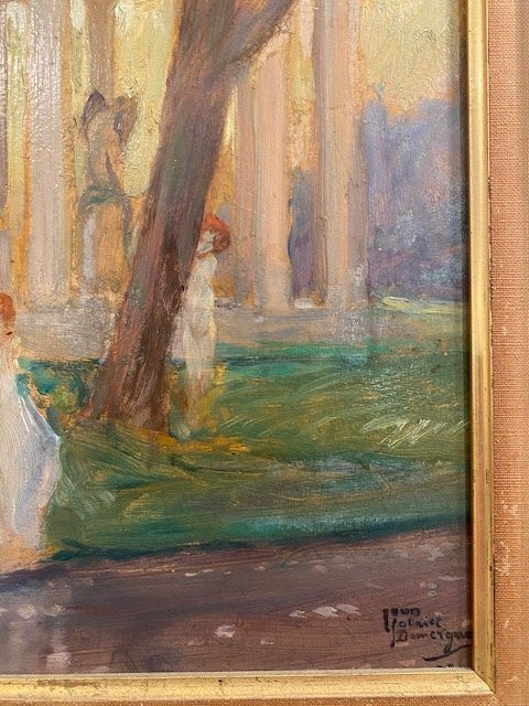 Jean-gabriel Domergue (1889-1962) - Scène De Genre Au Temple De l'Amour, Oil On Card Signed-photo-3
