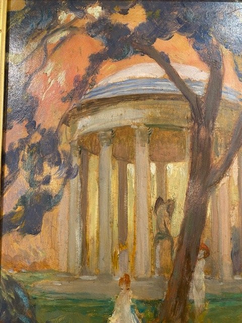 Jean-gabriel Domergue (1889-1962) - Scène De Genre Au Temple De l'Amour, Oil On Card Signed-photo-4