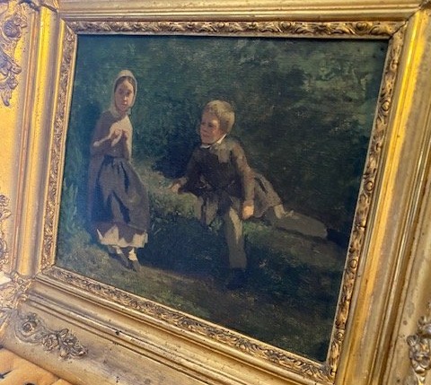 Germain Paget (1817-1884) - Portrait Of Marie And Aimé Paget In A Country Landscape-photo-1