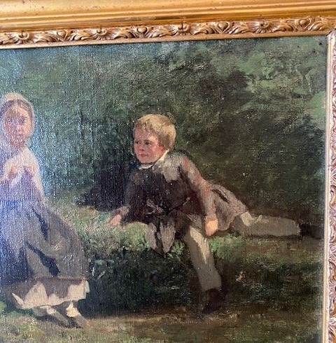 Germain Paget (1817-1884) - Portrait Of Marie And Aimé Paget In A Country Landscape-photo-3