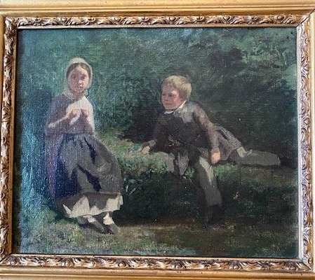 Germain Paget (1817-1884) - Portrait Of Marie And Aimé Paget In A Country Landscape-photo-6