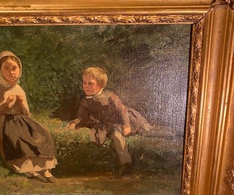 Germain Paget (1817-1884) – Portrait de Marie et Aimé Paget dans un paysage de campagne-photo-2