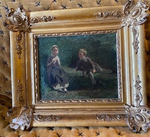 Germain Paget (1817-1884) - Portrait Of Marie And Aimé Paget In A Country Landscape