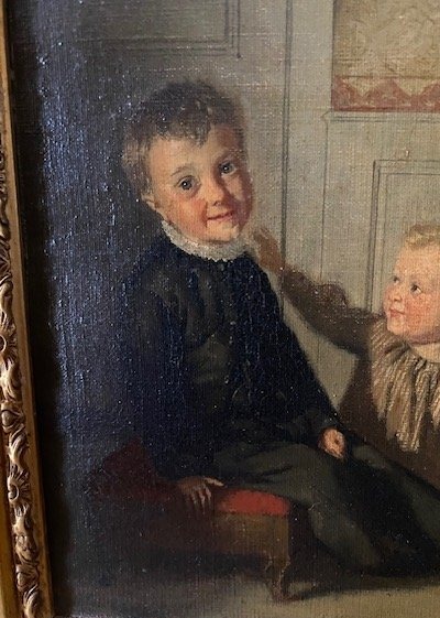 Germain Paget (1817-1884) – Scène d’intérieur d’Auguste et Léon Paget avec Armand Morel-photo-3