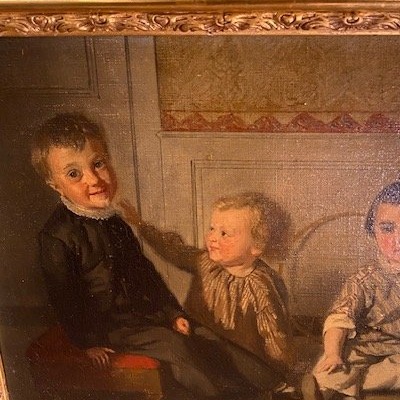 Germain Paget (1817-1884) – Scène d’intérieur d’Auguste et Léon Paget avec Armand Morel-photo-3
