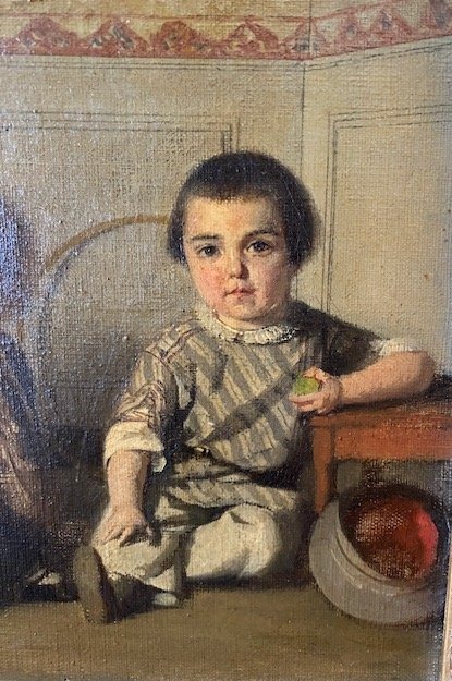Germain Paget (1817-1884) – Scène d’intérieur d’Auguste et Léon Paget avec Armand Morel-photo-1