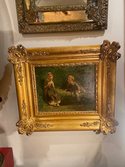 Germain Paget (1817-1884) – Scène d’intérieur d’Auguste et Léon Paget avec Armand Morel-photo-1