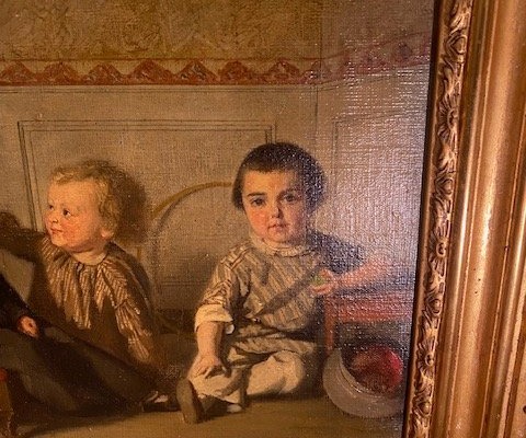 Germain Paget (1817-1884) – Scène d’intérieur d’Auguste et Léon Paget avec Armand Morel-photo-2