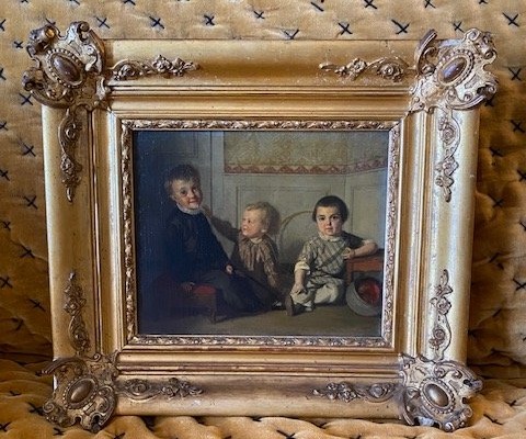 Germain Paget (1817-1884) – Scène d’intérieur d’Auguste et Léon Paget avec Armand Morel
