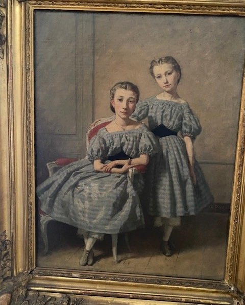 Germain Paget (1817-1884) – Double portrait de Berthe Goudard et de sa sœur -photo-3