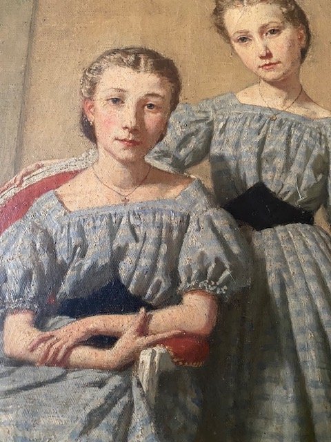 Germain Paget (1817-1884) – Double portrait de Berthe Goudard et de sa sœur -photo-4
