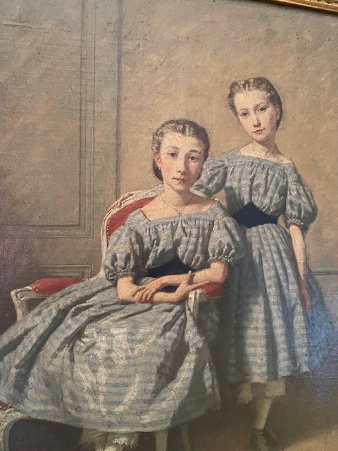 Germain Paget (1817-1884) – Double portrait de Berthe Goudard et de sa sœur -photo-8