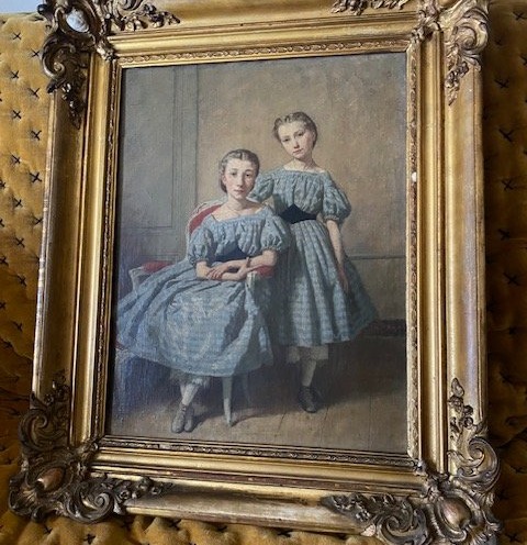 Germain Paget (1817-1884) – Double portrait de Berthe Goudard et de sa sœur 