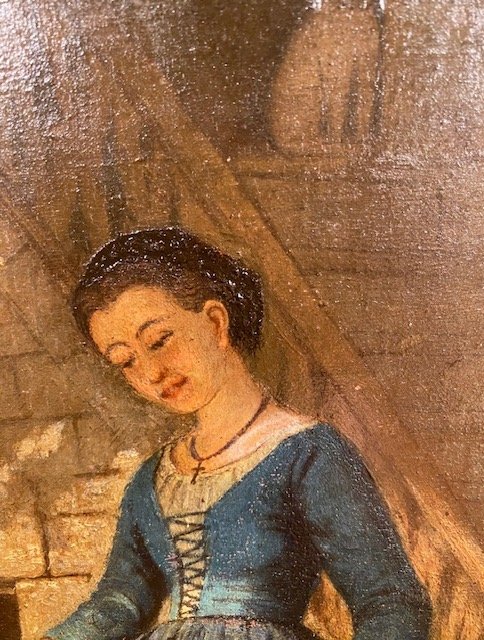 Germain Paget (1817-1884) – Jeune mère et ses enfants dans une Scène de basse-cour-photo-4