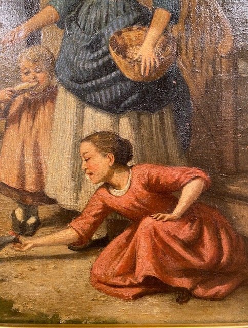 Germain Paget (1817-1884) – Jeune mère et ses enfants dans une Scène de basse-cour-photo-1