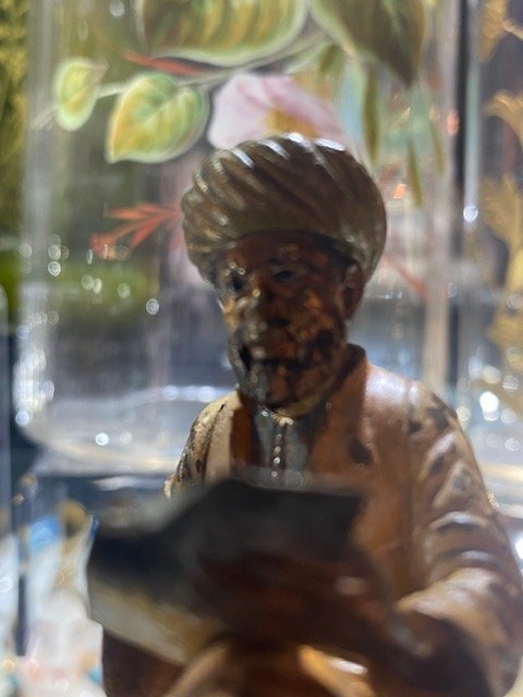 Orientalist Bronze From Vienna – Bedouin Writing While Seated On A Stool-photo-4
