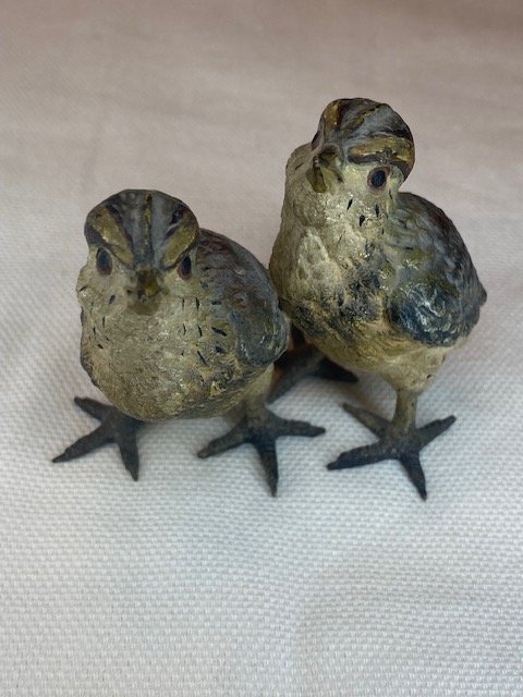 Rare Bronze de Vienne – Famille de Moineaux Polychromes-photo-2