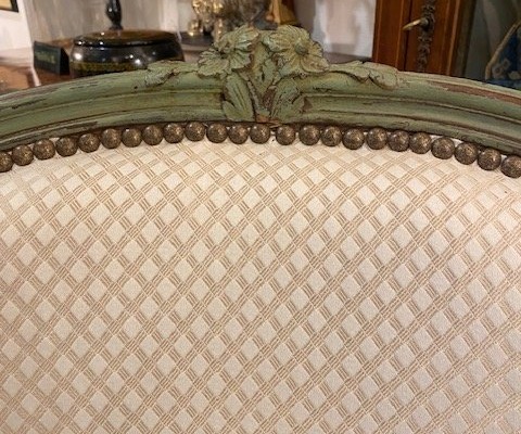 Paire de bergères en cabriolet – Style Louis XV – Hêtre sculpté et peint – Travail français, XI-photo-4