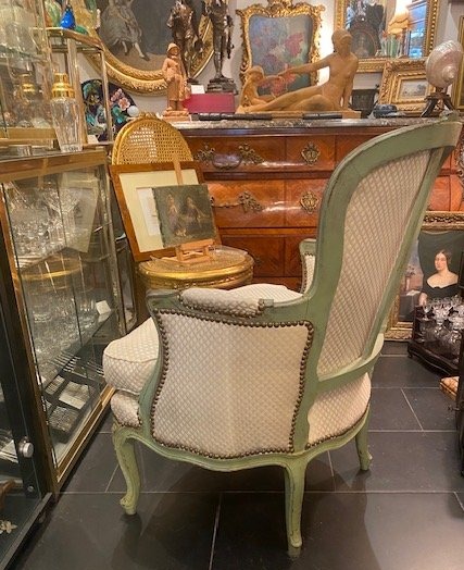 Paire de bergères en cabriolet – Style Louis XV – Hêtre sculpté et peint – Travail français, XI-photo-5