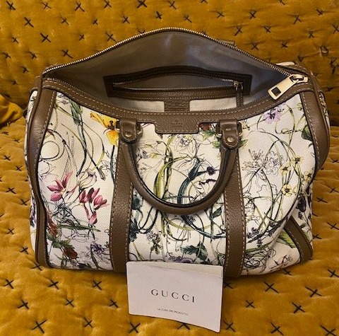 Gucci – Sac Gucci Boston Flora Joy – Toile Imprimée Et Cuir – Italy