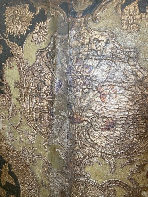 Large Three-panel Folding Screen Made Of Gilded Cordoba Leather – Louis XV Period – 18th Century-photo-2