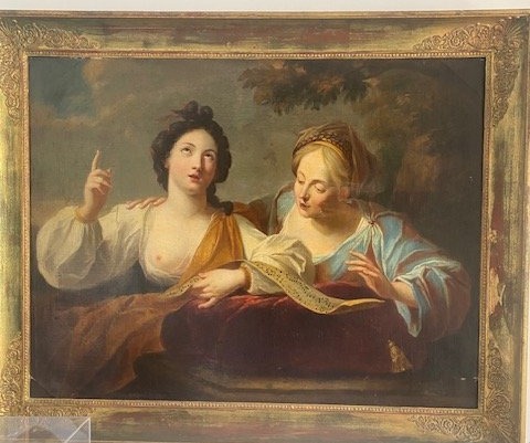 École italienne du XVIIᵉ siècle – Scène allégorique, probablement une allégorie du Chant et de -photo-8