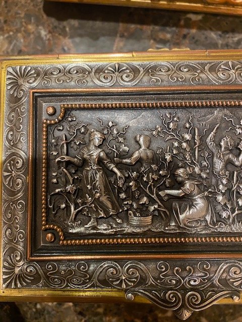Important coffret à bijoux en bronze ciselé et argenté – Époque Napoléon III, vers 1860-1880-photo-7