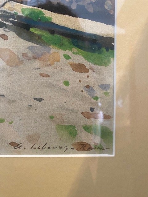 Albert Lebourg (1849-1928) – Aquarelle, Péniche sur les bords de Seine, vers 1900-photo-3