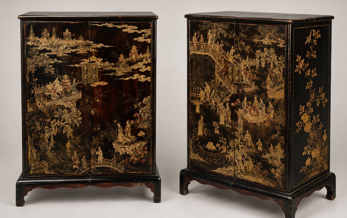 Pair Of Chinese Coromandel Lacquer Cabinets – Qing Dynasty, 19th Century