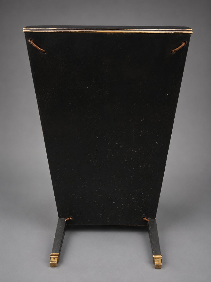 Pair Of Maison Jansen End Tables – Solid Mahogany With A Black-lacquered Top-photo-1