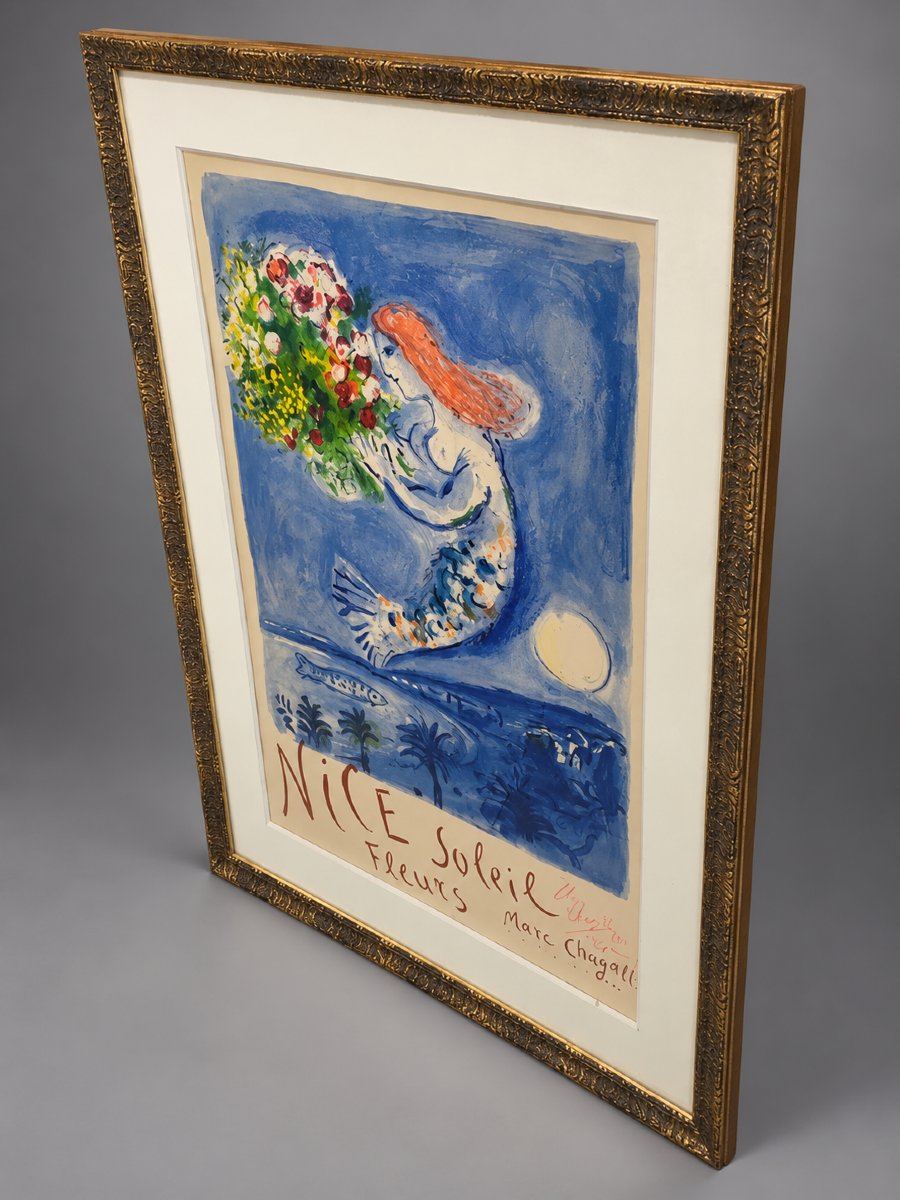 Marc Chagall (1887–1985) – “nice, Sun, Flowers” – 1962 – Signed Lithographic Poster, -photo-3