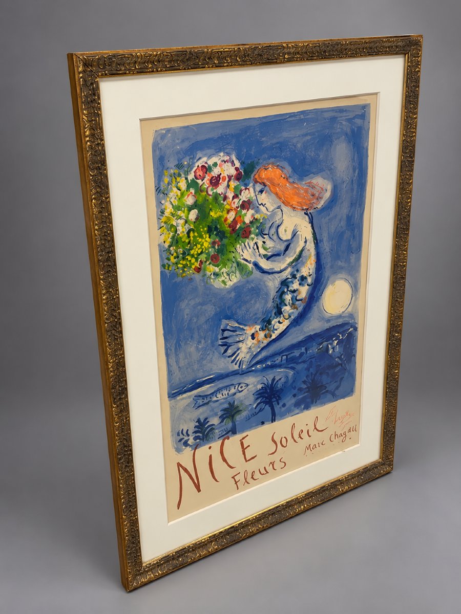 Marc Chagall (1887–1985) – “nice, Sun, Flowers” – 1962 – Signed Lithographic Poster, -photo-4