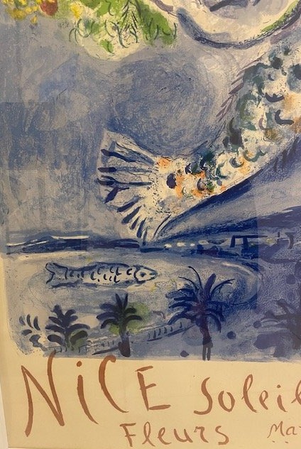 Marc Chagall (1887–1985) – “nice, Sun, Flowers” – 1962 – Signed Lithographic Poster, -photo-4